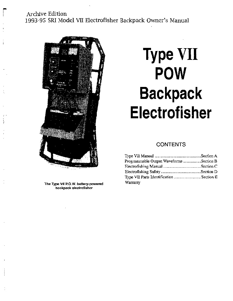 Type VII POW Electrofisher Manual - Smith-Root